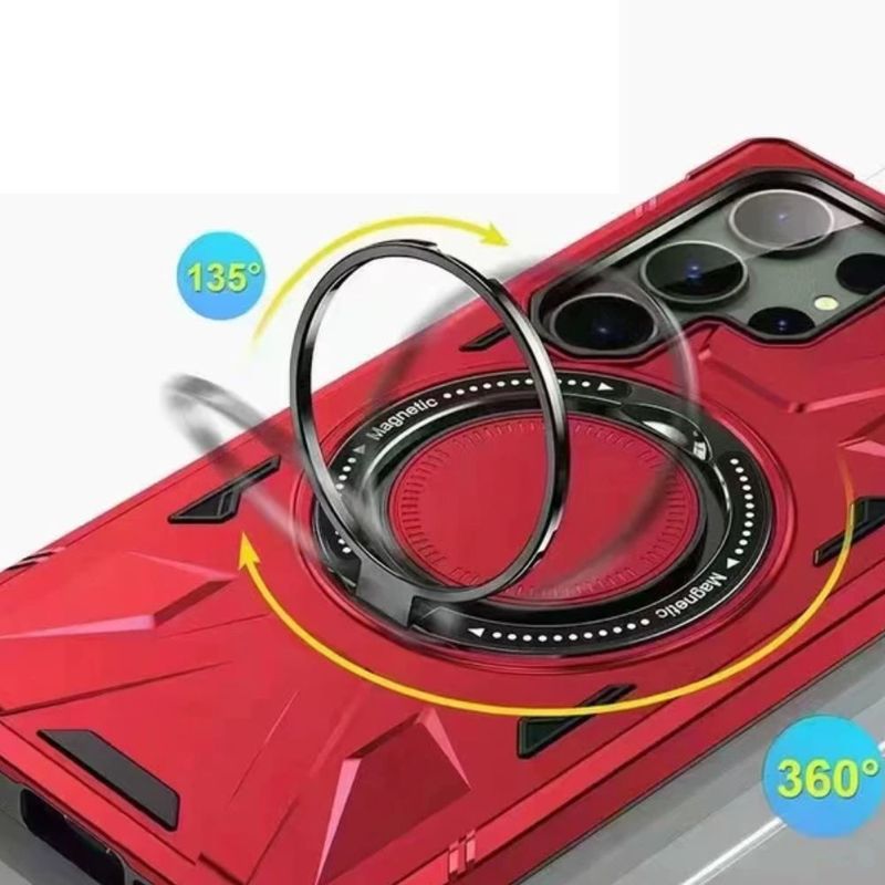 Laptop, Telefoane si Tablete - Telefoane mobile si accesorii - Accesorii Telefoane - Huse telefoane - Husa de protectie, Kickstand magnetic, CRISTALIS SALE™ cu suport inel, antishock, magsafe / rosu, iphone 15 plus - Infinity.ro