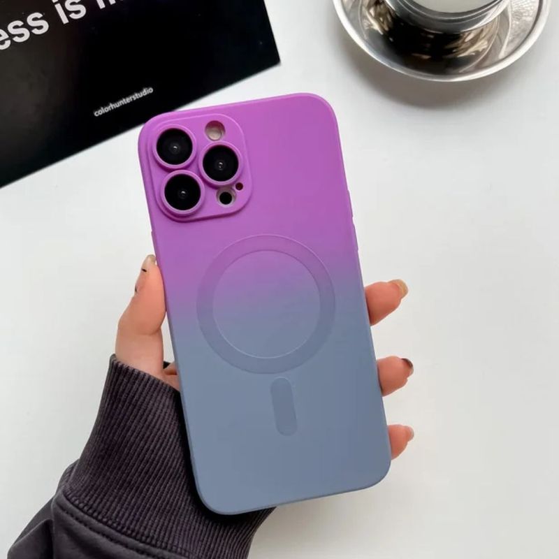 Laptop, Telefoane si Tablete - Telefoane mobile si accesorii - Accesorii Telefoane - Huse telefoane - Husa de protectie, Gradient magnetic, CRISTALIS SALE™ antishock, magsafe / mov - Gri,  iphone 14 pro max - Infinity.ro