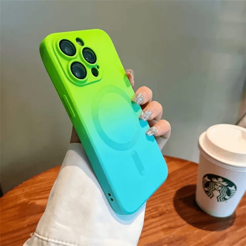 Laptop, Telefoane si Tablete - Telefoane mobile si accesorii - Accesorii Telefoane - Huse telefoane - Husa de protectie, Gradient magnetic, CRISTALIS SALE™ antishock, magsafe / verde - albastru,  iphone 14 pro - Infinity.ro