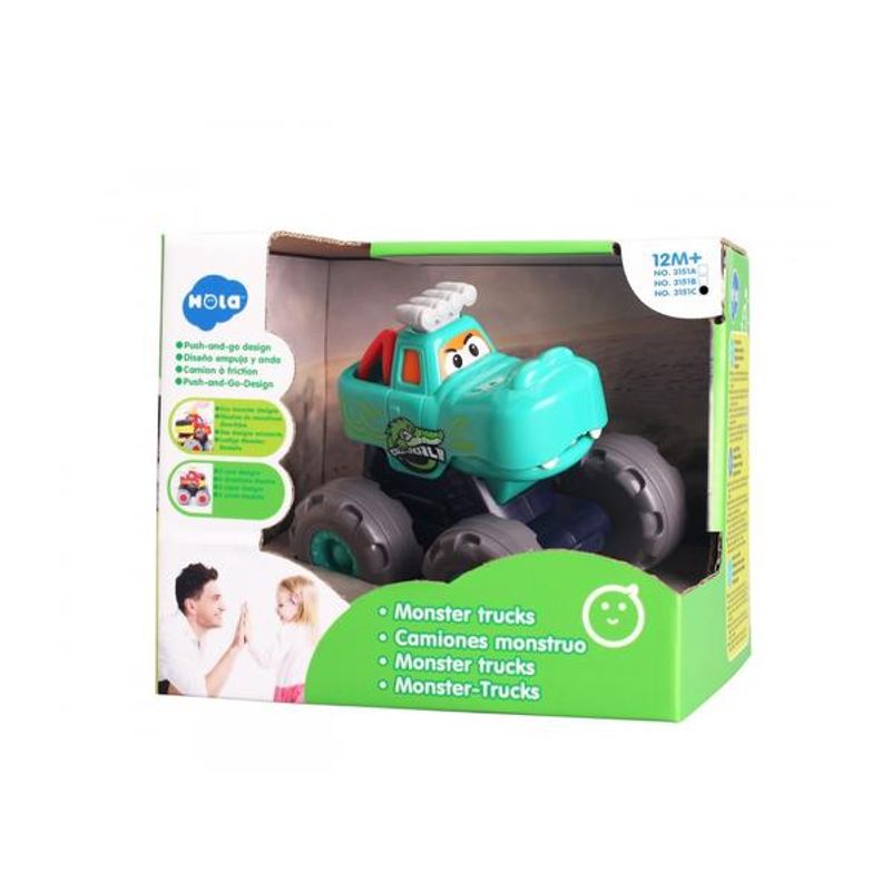 Jucarii, Copii si Bebe - Jucarii si jocuri - Vehicule si jucarii cu telecomanda - Masinute - Masinuta Monster Truck, Crocodilul Rapid Hola Toys - Infinity.ro