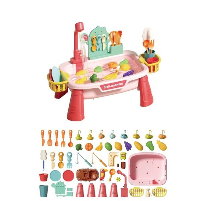 Jucarii, Copii si Bebe - Jucarii si jocuri - Jucarii & jocuri educative - Jucarii interactive - Set 2 in 1 joc de pescuit si chiuveta de bucatarie Roz - Infinity.ro