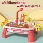 Jucarii, Copii si Bebe - Jucarii si jocuri - Jucarii & jocuri educative - Jucarii interactive - Set 2 in 1 joc de pescuit si chiuveta de bucatarie Roz - Infinity.ro