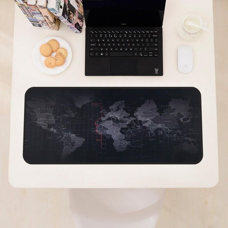 PC, gaming si accesorii - Periferice PC - Mousepad - Mousepad Mare Cauciucat pentru Gaming, Birou, Office, Antiderapant, Cusaturi, Waterproof, model Harta Lumii, 80 x 30cm - Infinity.ro