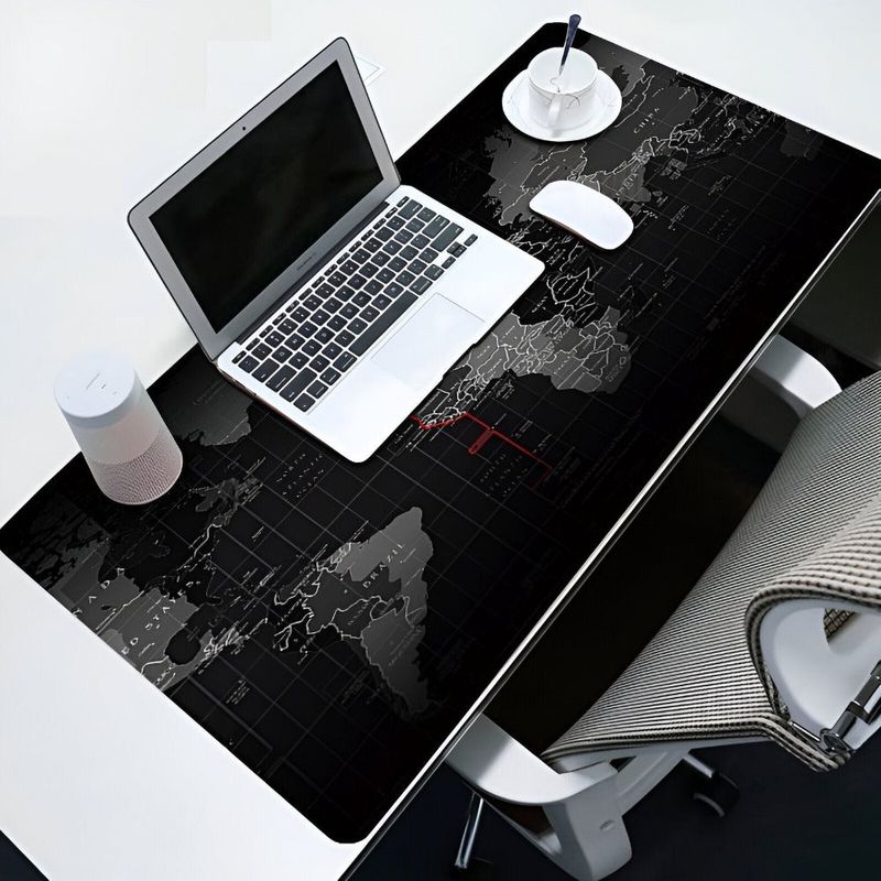 PC, gaming si accesorii - Periferice PC - Mousepad - Mousepad Mare Cauciucat pentru Gaming, Birou, Office, Antiderapant, Cusaturi, Waterproof, model Harta Lumii, 80 x 30cm - Infinity.ro