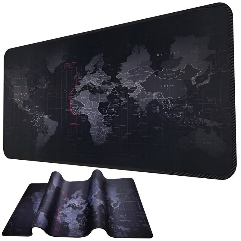 PC, gaming si accesorii - Periferice PC - Mousepad - Mousepad Mare Cauciucat pentru Gaming, Birou, Office, Antiderapant, Cusaturi, Waterproof, model Harta Lumii, 80 x 30cm - Infinity.ro