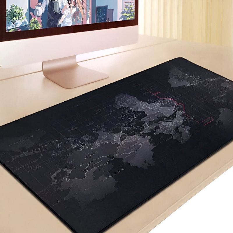 PC, gaming si accesorii - Periferice PC - Mousepad - Mousepad Mare Cauciucat pentru Gaming, Birou, Office, Antiderapant, Cusaturi, Waterproof, model Harta Lumii, 80 x 30cm - Infinity.ro