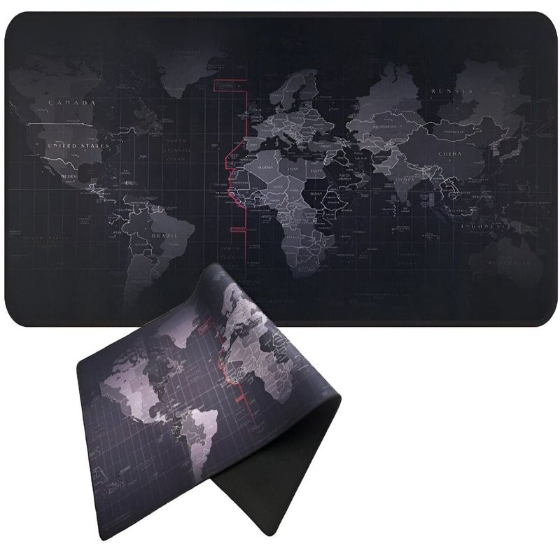 PC, gaming si accesorii - Periferice PC - Mousepad - Mousepad Mare Cauciucat pentru Gaming, Birou, Office, Antiderapant, Cusaturi, Waterproof, model Harta Lumii, 80 x 30cm - Infinity.ro