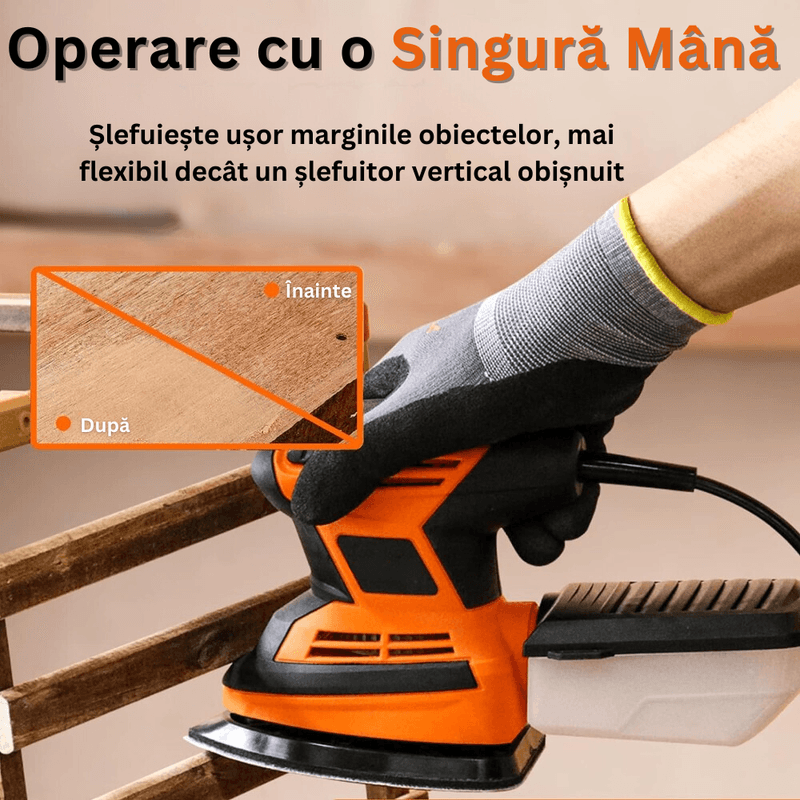 Casa si Gradina - Constructii - Scule electrice si accesorii - Slefuitoare - Masina de Slefuit Triunghiulara, 12 Bucati de Smirghel, 13.500 rpm, 130W, Sistem de Racire si Fixare - Infinity.ro