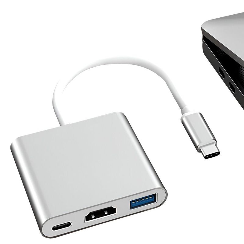 PC, gaming si accesorii - Retelistica - Hub-uri - Hub Adaptor Multiport 3 in 1, USB-C, USB 3.1, HDMI 4K, Plug&Play, 10 Gbps, Chipset 1.4 Suport 3D - Infinity.ro