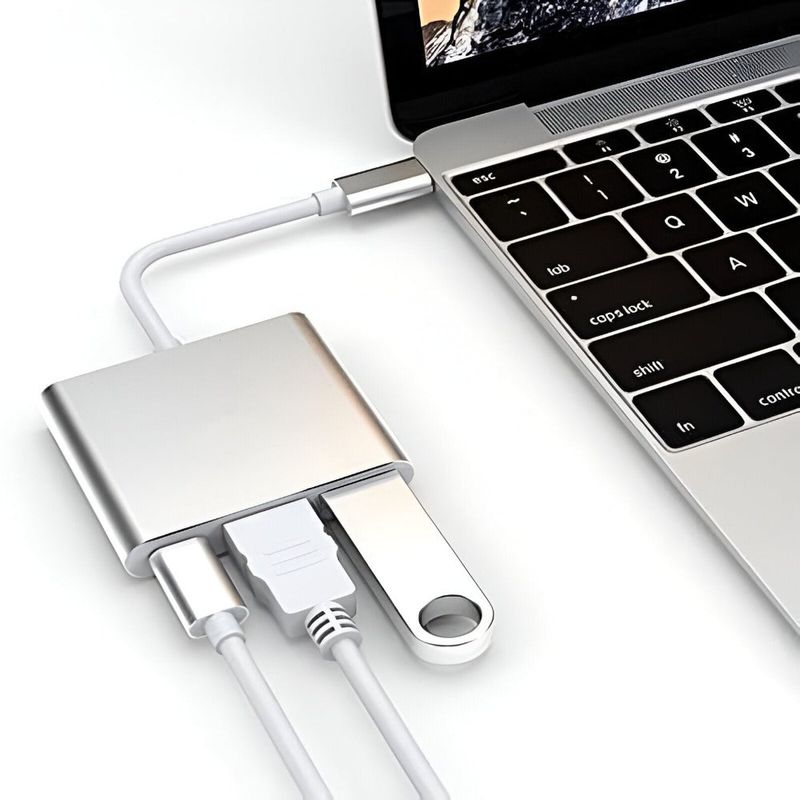 PC, gaming si accesorii - Retelistica - Hub-uri - Hub Adaptor Multiport 3 in 1, USB-C, USB 3.1, HDMI 4K, Plug&Play, 10 Gbps, Chipset 1.4 Suport 3D - Infinity.ro