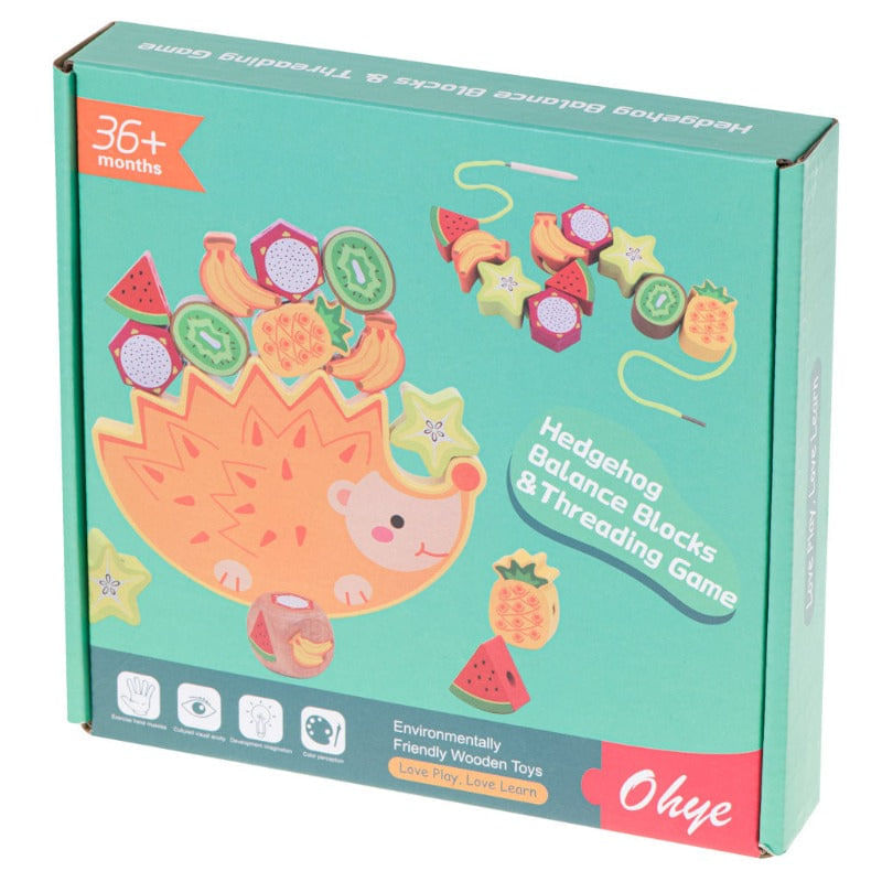 Jucarii, Copii si Bebe - Jucarii si jocuri - Jucarii & jocuri educative - Jocuri si jucarii educative - Joc Educativ de Echilibru Arici cu Fructe Colorate, Stivuit, Lemn Montessori, 12 Piese, Zar si Snur, + 3 ani - Infinity.ro