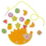 Jucarii, Copii si Bebe - Jucarii si jocuri - Jucarii & jocuri educative - Jocuri si jucarii educative - Joc Educativ de Echilibru Arici cu Fructe Colorate, Stivuit, Lemn Montessori, 12 Piese, Zar si Snur, + 3 ani - Infinity.ro