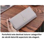 Fashion, accesorii si bijuterii - Femei - Accesorii femei - Portofele femei - Portofel dama piele, BLEKSY, aspect elegant, inchidere magnetica, spatii pentru bancnote, documente si carduri, gri - Infinity.ro