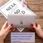 Fashion, accesorii si bijuterii - Femei - Accesorii femei - Portofele femei - Portofel dama piele, BLEKSY, aspect elegant, inchidere magnetica, spatii pentru bancnote, documente si carduri, gri - Infinity.ro