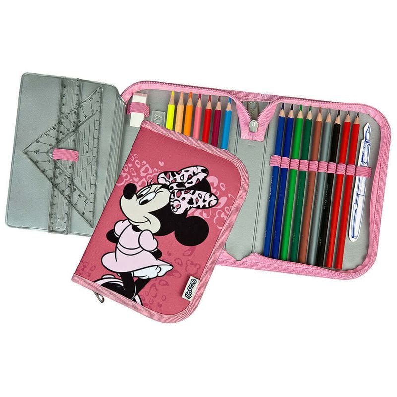 Carti si Birotica - Rechizite - Penare - Penar Minnie Mouse echipat, Roz, 14 x 20 x 3 cm Roz Minnie Mouse 1 - Infinity.ro
