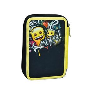 Penar echipat 27 piese Emoji, 2 compartimente, 18 x 15 x 4 cm Negru 18 x 15 x 4 cm