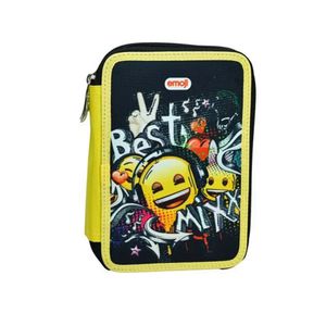 Penar echipat 27 piese Emoji, 2 compartimente, 18 x 15 x 4 cm Negru 18 x 15 x 4 cm