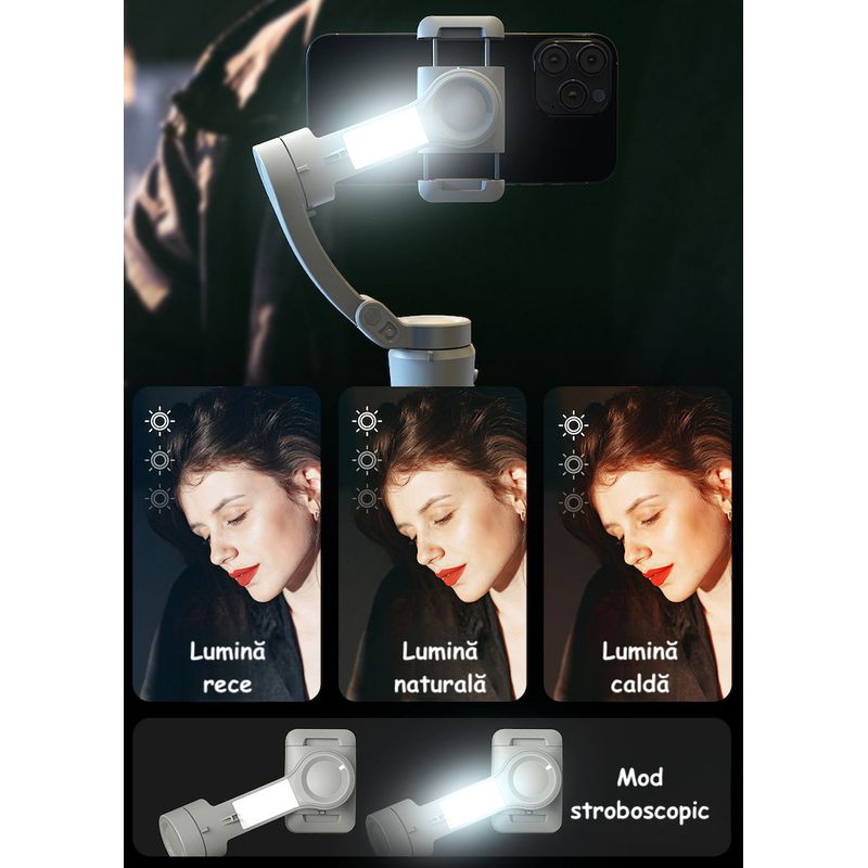 TV, Audio-Video si Foto - Aparate foto si accesorii - Accesorii foto si video - Stabilizatoare de imagine - Stabilizator Inteligent de Mana, Tehnologie AntiShake pe 3 Axe, Recunoasterea Fetei, Portabil si Pliabil, Android si iOS - Infinity.ro