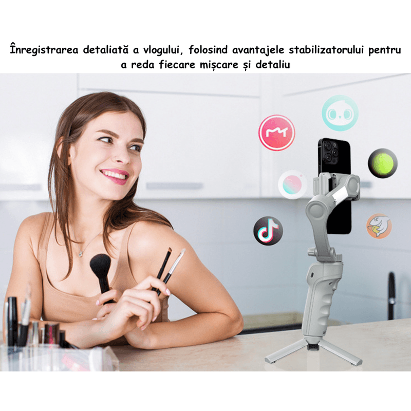 TV, Audio-Video si Foto - Aparate foto si accesorii - Accesorii foto si video - Stabilizatoare de imagine - Stabilizator Inteligent de Mana, Tehnologie AntiShake pe 3 Axe, Recunoasterea Fetei, Portabil si Pliabil, Android si iOS - Infinity.ro