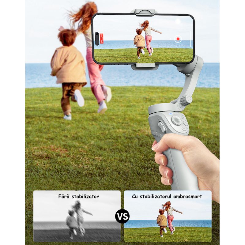 TV, Audio-Video si Foto - Aparate foto si accesorii - Accesorii foto si video - Stabilizatoare de imagine - Stabilizator Inteligent de Mana, Tehnologie AntiShake pe 3 Axe, Recunoasterea Fetei, Portabil si Pliabil, Android si iOS - Infinity.ro