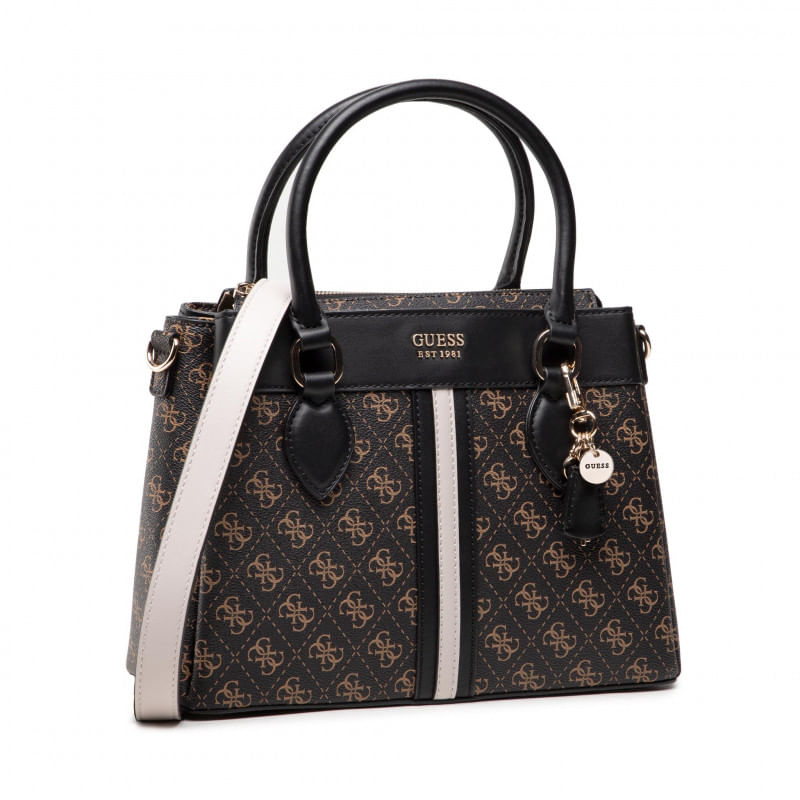 Fashion, accesorii si bijuterii - Femei - Accesorii femei - Genti si rucsacuri femei - Geanta Guess Kastina 3 Compartment Satchel HWSG84 05060 BRM 30 x 23 x 11,5 cm Maro - Infinity.ro