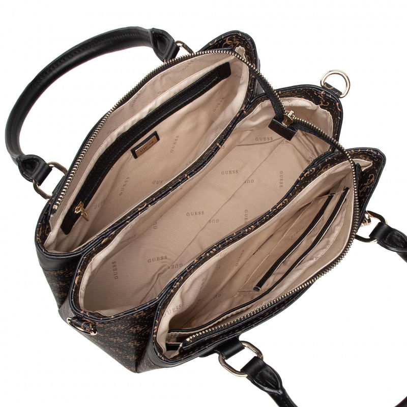 Fashion, accesorii si bijuterii - Femei - Accesorii femei - Genti si rucsacuri femei - Geanta Guess Kastina 3 Compartment Satchel HWSG84 05060 BRM 30 x 23 x 11,5 cm Maro - Infinity.ro