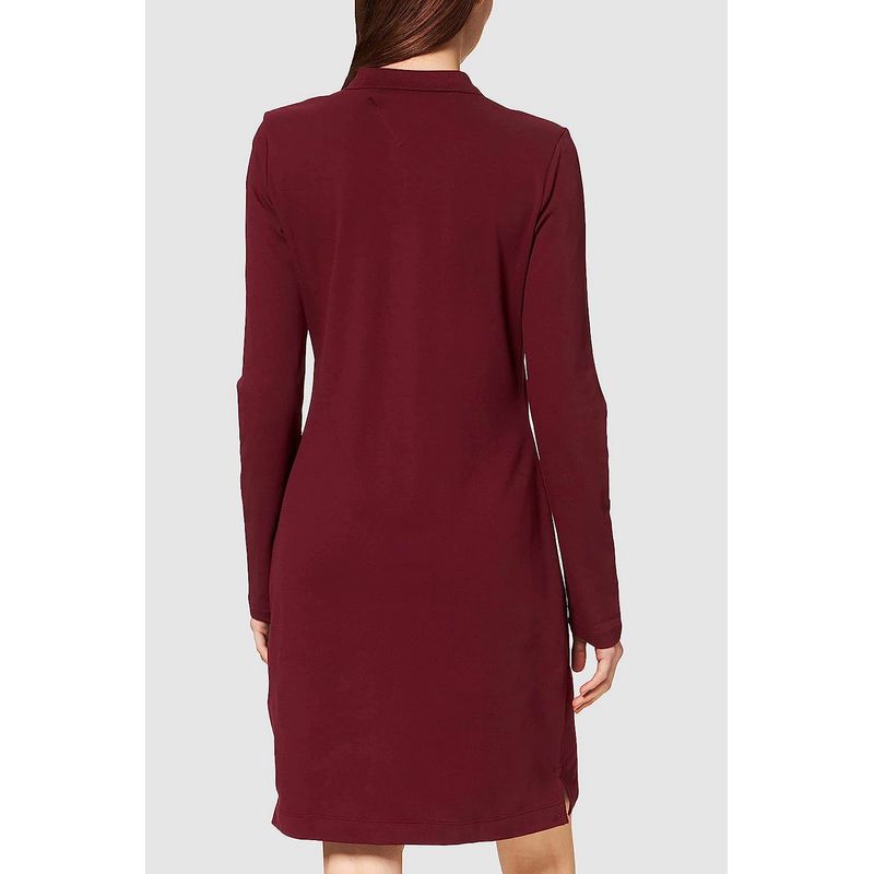 Fashion, accesorii si bijuterii - Femei - Imbracaminte femei - Rochii femei - Rochie mini Tommy Hilfiger cu logo discret M INTL Rosu Bordo - Infinity.ro