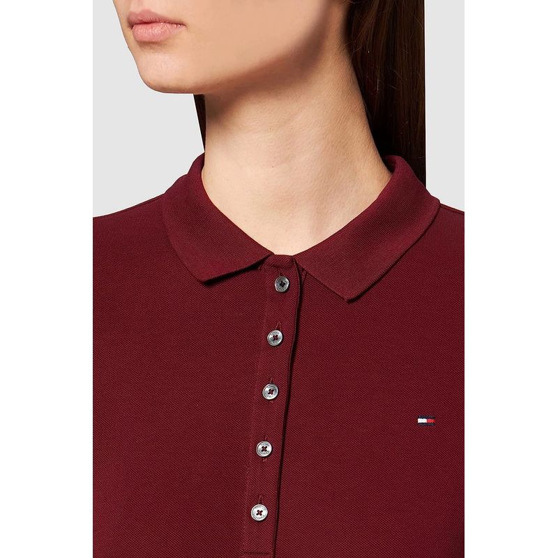 Fashion, accesorii si bijuterii - Femei - Imbracaminte femei - Rochii femei - Rochie mini Tommy Hilfiger cu logo discret M INTL Rosu Bordo - Infinity.ro