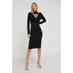 Fashion, accesorii si bijuterii - Femei - Imbracaminte femei - Rochii femei - Rochie midi tricotata Guess cu segment transparent Negru XS INTL - Infinity.ro
