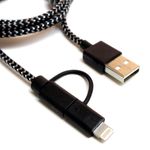 Laptop, Telefoane si Tablete - Telefoane mobile si accesorii - Accesorii Telefoane - Cabluri si adaptoare telefoane - Cablu De Date MRG M-172, 2 In 1, Iphone 5/6 + Micro USB, Negru - Infinity.ro