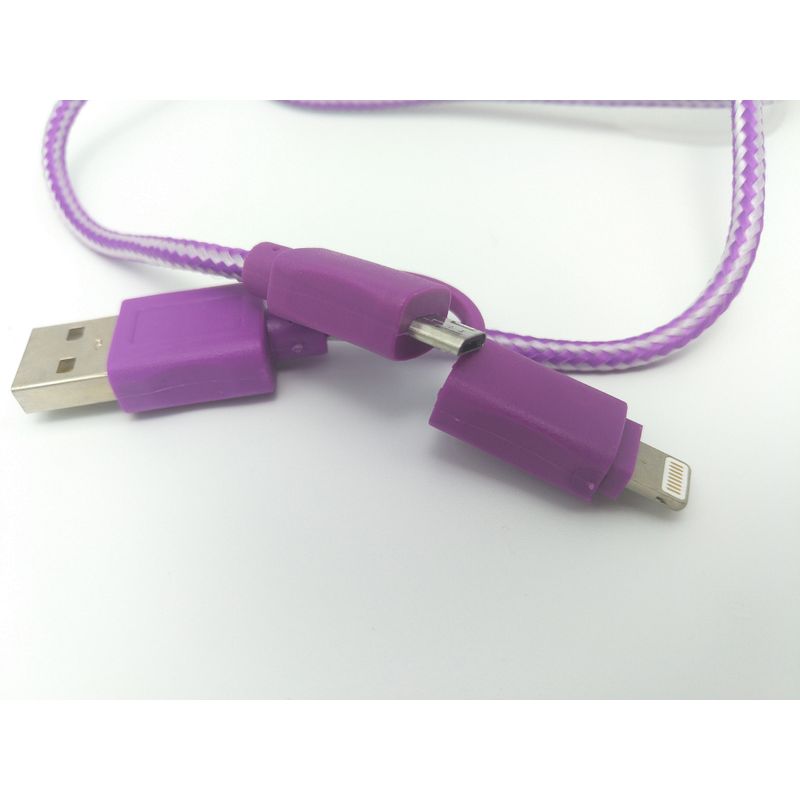 Laptop, Telefoane si Tablete - Telefoane mobile si accesorii - Accesorii Telefoane - Cabluri si adaptoare telefoane - Cablu De Date MRG M-171, 2 In 1, Iphone 5/6 + Micro USB, Mov - Infinity.ro