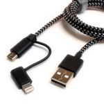Laptop, Telefoane si Tablete - Telefoane mobile si accesorii - Accesorii Telefoane - Cabluri si adaptoare telefoane - Cablu De Date MRG M-172, 2 In 1, Iphone 5/6 + Micro USB, Negru - Infinity.ro