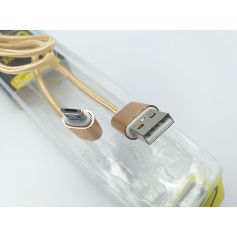 Laptop, Telefoane si Tablete - Telefoane mobile si accesorii - Accesorii Telefoane - Cabluri si adaptoare telefoane - Cablu Date si Incarcare MRG L-CD-003, Micro USB, Cablu Panza, Gold - Infinity.ro