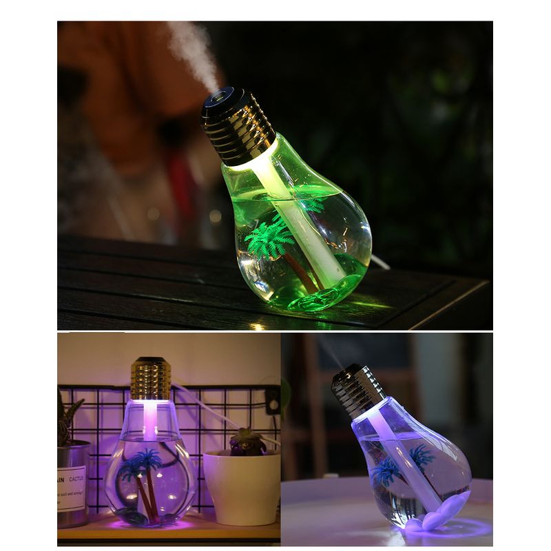 Electronice si Electrocasnice - Climatizare si sisteme de incalzire - Aparate filtrare aer - Umidificatoare - Umidificator de Aer Stil Bec MRG M978, Usb, Aromaterapie, Led Multicolor - Infinity.ro