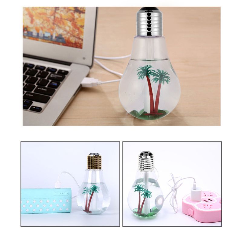 Electronice si Electrocasnice - Climatizare si sisteme de incalzire - Aparate filtrare aer - Umidificatoare - Umidificator de Aer Stil Bec MRG M978, Usb, Aromaterapie, Led Multicolor - Infinity.ro