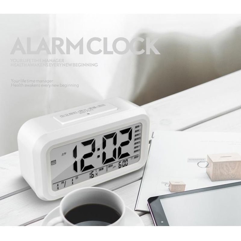 Casa si Gradina - Decoratiuni - Ceasuri - Ceas cu Termometru MRG M899, LCD ,cu Lumina Noapte, Alb - Infinity.ro