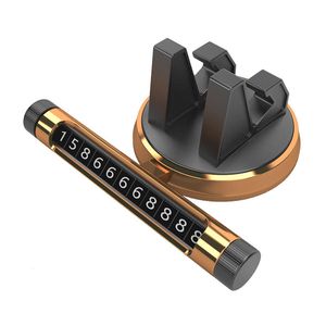 Suport telefon MRG MXY168, Pentru masina, cu placuta numar telefon, auriu