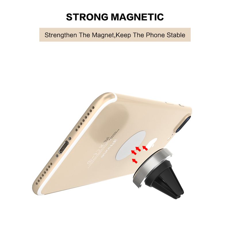 Laptop, Telefoane si Tablete - Telefoane mobile si accesorii - Accesorii Telefoane - Suport si docking telefoane - Suport grila ventilatie pentru telefon MRG L-225, cu magnet, Argintiu - Infinity.ro