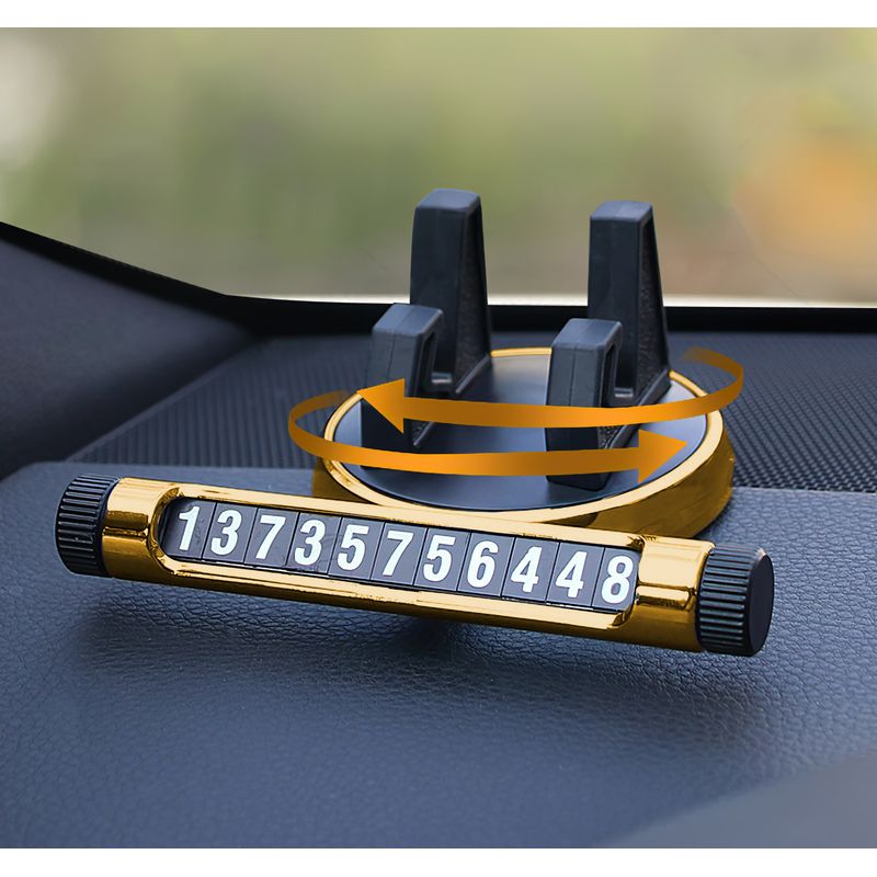 Laptop, Telefoane si Tablete - Telefoane mobile si accesorii - Accesorii Telefoane - Suport si docking telefoane - Suport telefon MRG MXY168, Pentru masina, cu placuta numar telefon, auriu - Infinity.ro