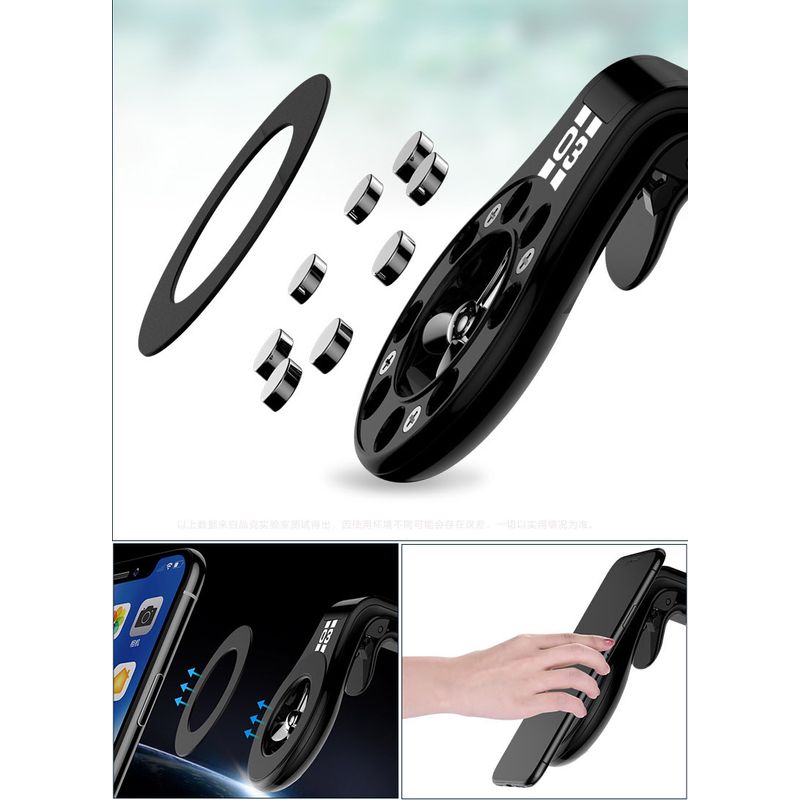 Laptop, Telefoane si Tablete - Telefoane mobile si accesorii - Accesorii Telefoane - Suport si docking telefoane - Suport Telefon MRG M673, prindere pe grila ventilatie, magnetic, negru - Infinity.ro