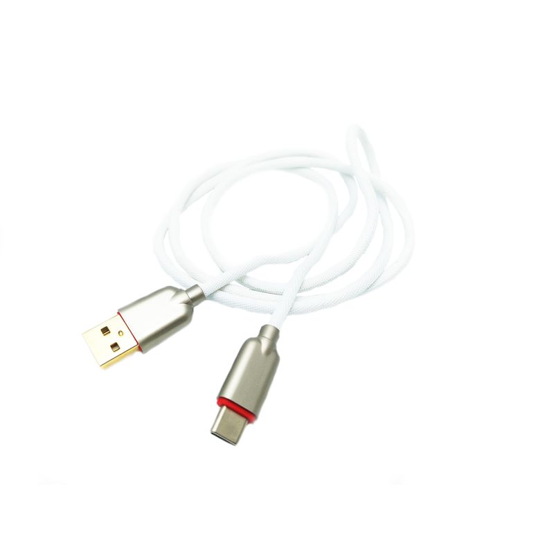 Laptop, Telefoane si Tablete - Telefoane mobile si accesorii - Accesorii Telefoane - Cabluri si adaptoare telefoane - Cablu Date si Incarcare MRG L-RONPIN, Type-C, Cablu de Panza, Alb - Infinity.ro
