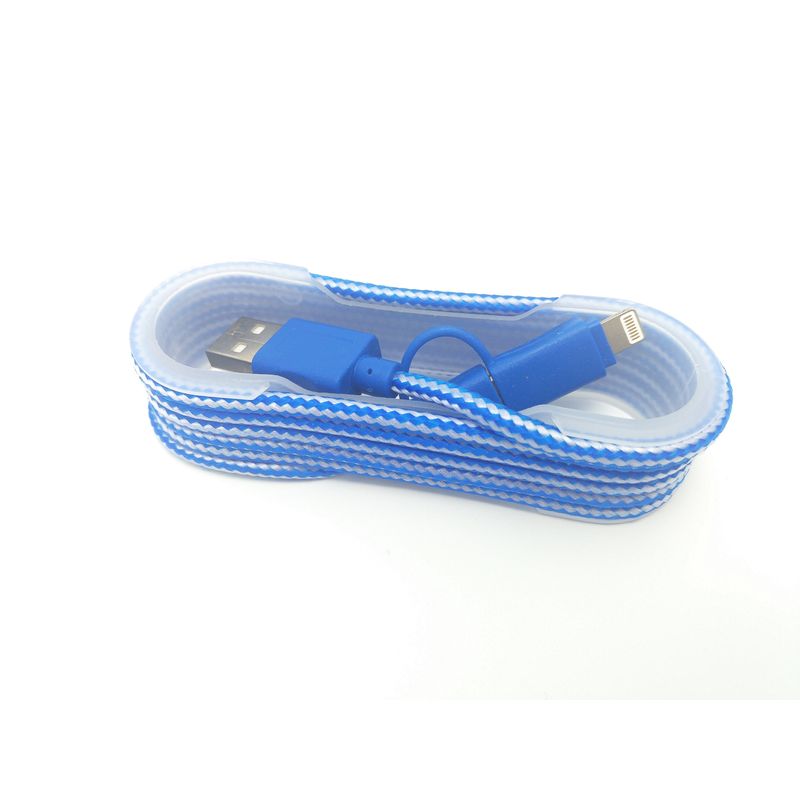 Laptop, Telefoane si Tablete - Telefoane mobile si accesorii - Accesorii Telefoane - Cabluri si adaptoare telefoane - Cablu De Date MRG M-174, 2 In 1, Iphone 5/6 + Micro USB, Albastru - Infinity.ro