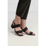 Fashion, accesorii si bijuterii - Femei - Incaltaminte femei - Sandale femei - Sandale Calvin Klein cu toc masiv si insertii de piele 39 EU Negru - Infinity.ro