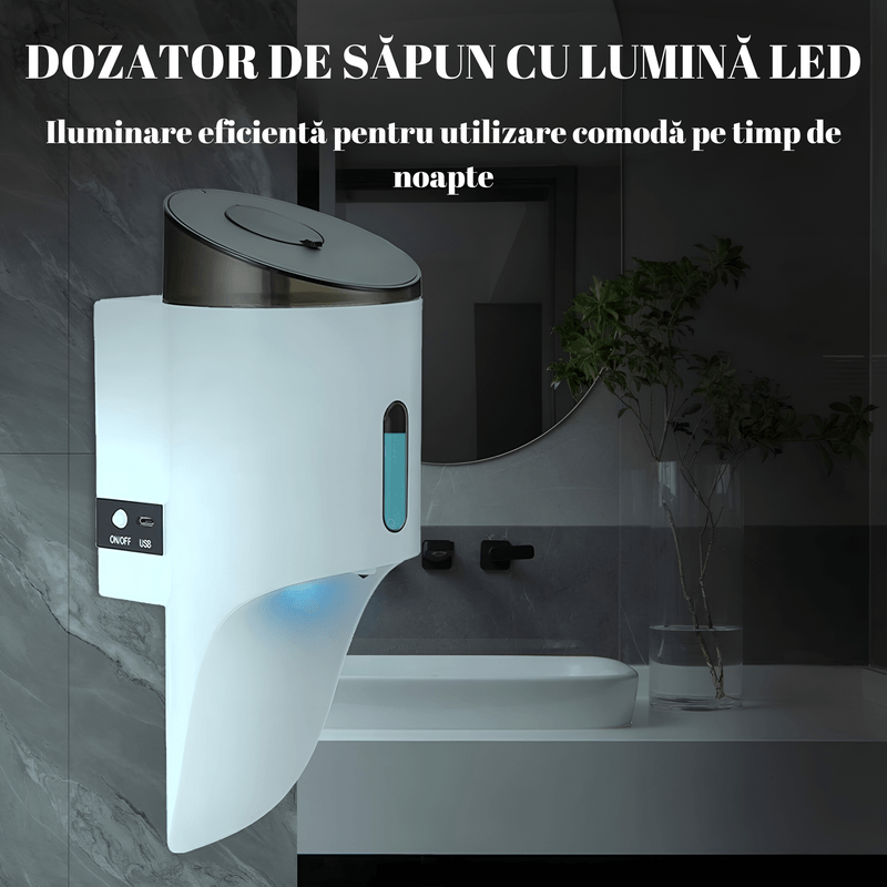 Casa si Gradina - Sanitare - Suporturi si accesorii baie - Dispensere - Dozator automat de sapun lichid, senzor inteligent Touchless, montare pe perete, impermeabil, alb, capacitate 750 ml - Infinity.ro