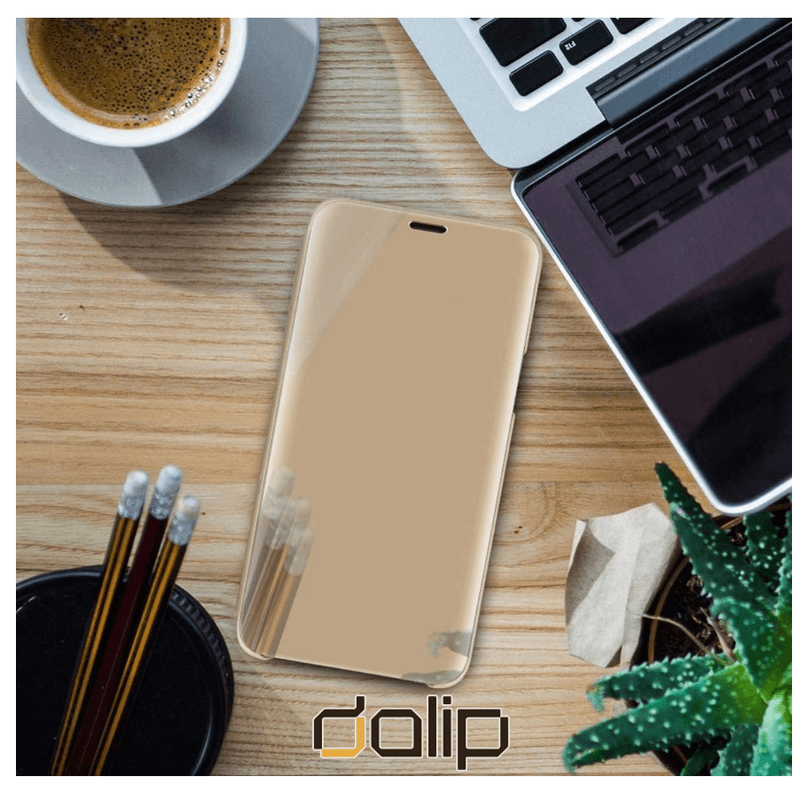 Laptop, Telefoane si Tablete - Telefoane mobile si accesorii - Accesorii Telefoane - Huse telefoane - Husa Flip Mad ClearView Mirror Dalip, pentru iPhone 11, Premium TPU, Gold - Infinity.ro