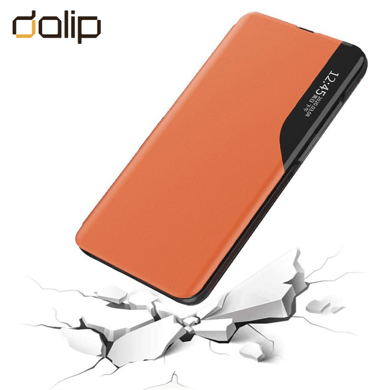 Laptop, Telefoane si Tablete - Telefoane mobile si accesorii - Accesorii Telefoane - Huse telefoane - Husa Smart Fold Dalip, pentru Samsung Galaxy Note 10 Plus 4G / Note 10 Plus 5G, Premium TPU, Portocaliu - Infinity.ro