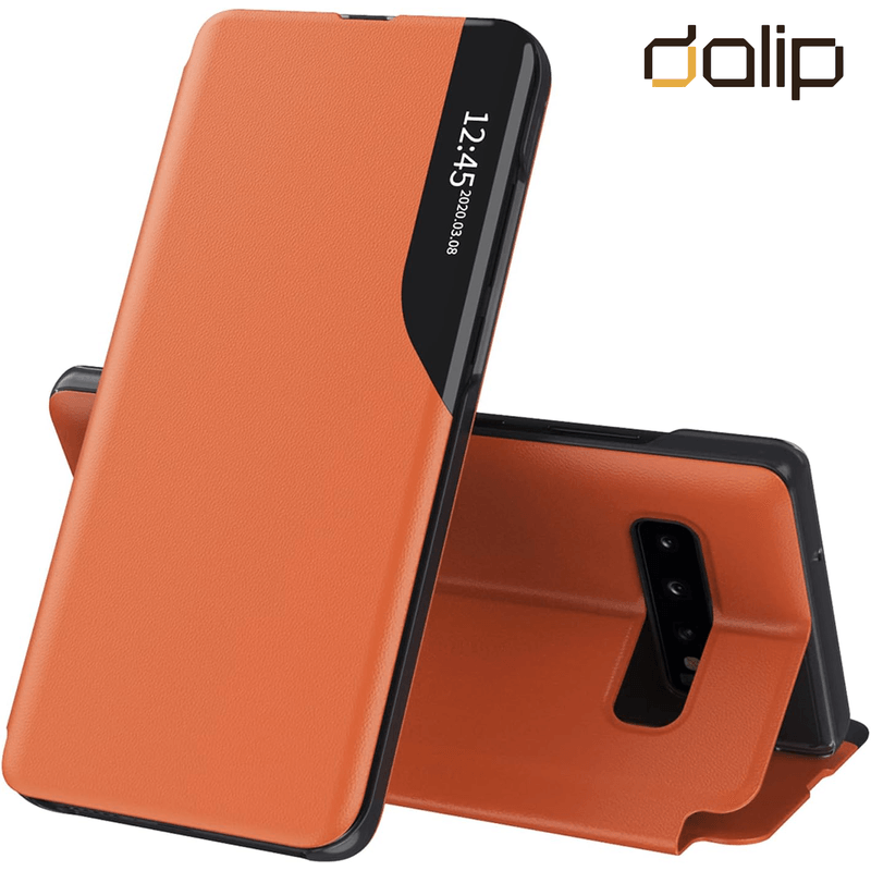 Laptop, Telefoane si Tablete - Telefoane mobile si accesorii - Accesorii Telefoane - Huse telefoane - Husa Smart Fold Dalip, pentru Samsung Galaxy Note 10 Plus 4G / Note 10 Plus 5G, Premium TPU, Portocaliu - Infinity.ro