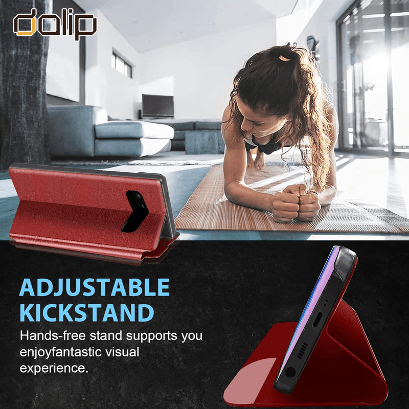 Laptop, Telefoane si Tablete - Telefoane mobile si accesorii - Accesorii Telefoane - Huse telefoane - Husa Smart Fold Dalip, pentru Samsung Galaxy S21 Ultra, Premium TPU, Rosu - Infinity.ro