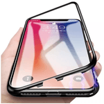 Laptop, Telefoane si Tablete - Telefoane mobile si accesorii - Accesorii Telefoane - Huse telefoane - Husa Magnetica de inalta Calitate pentru iPhone Xs Max, cu Rama Metalica si Spate din Sticla Securizata, in Culoarea Negru-Transparent - Infinity.ro