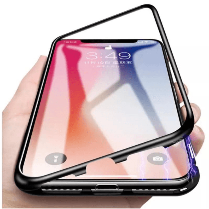 Laptop, Telefoane si Tablete - Telefoane mobile si accesorii - Accesorii Telefoane - Huse telefoane - Husa Magnetica de inalta Calitate pentru iPhone Xs Max, cu Rama Metalica si Spate din Sticla Securizata, in Culoarea Negru-Transparent - Infinity.ro